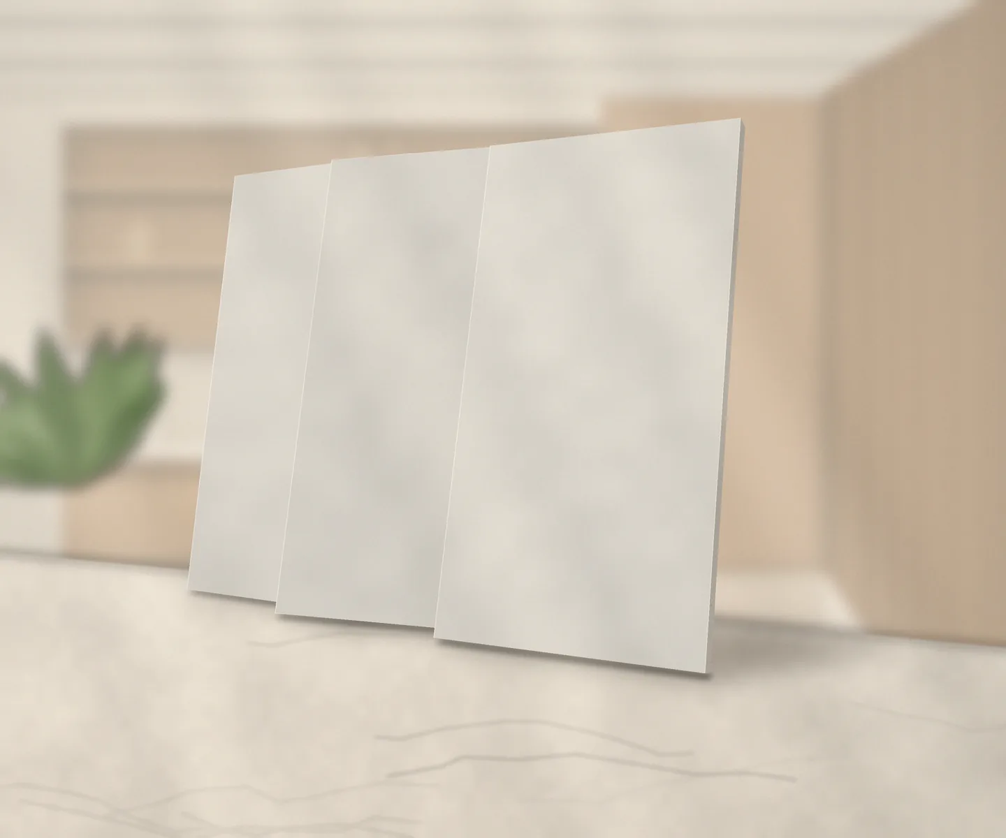 Full 8 by 4 foot sheets standing on edge against a wall